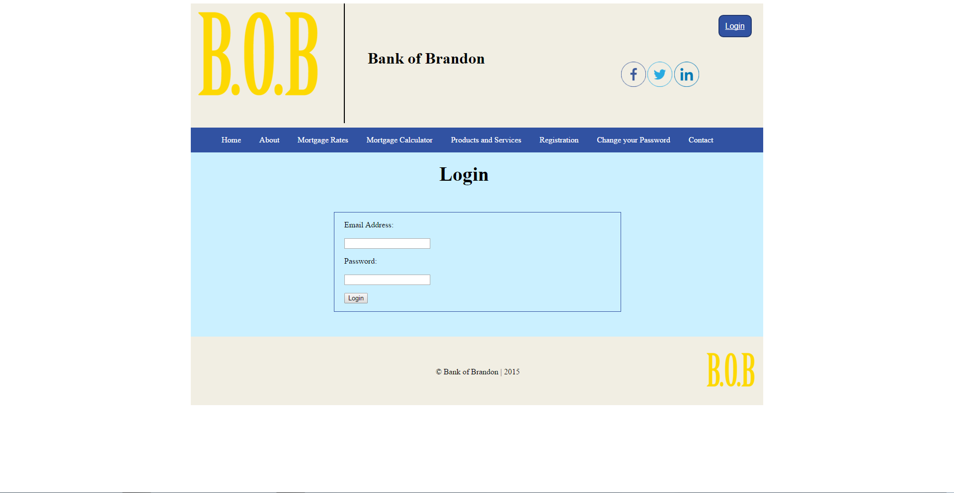 This is the login page