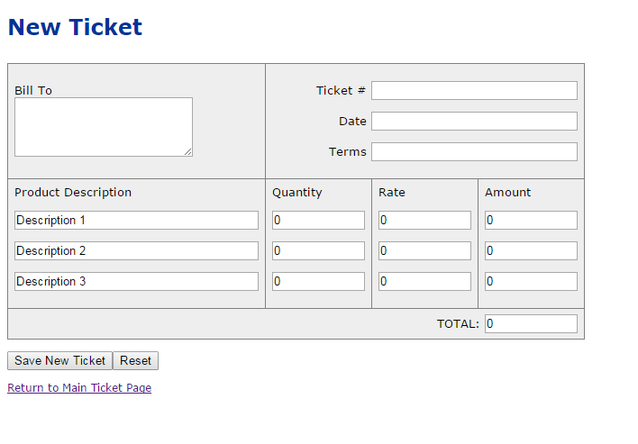 This is the form for creating a new ticket