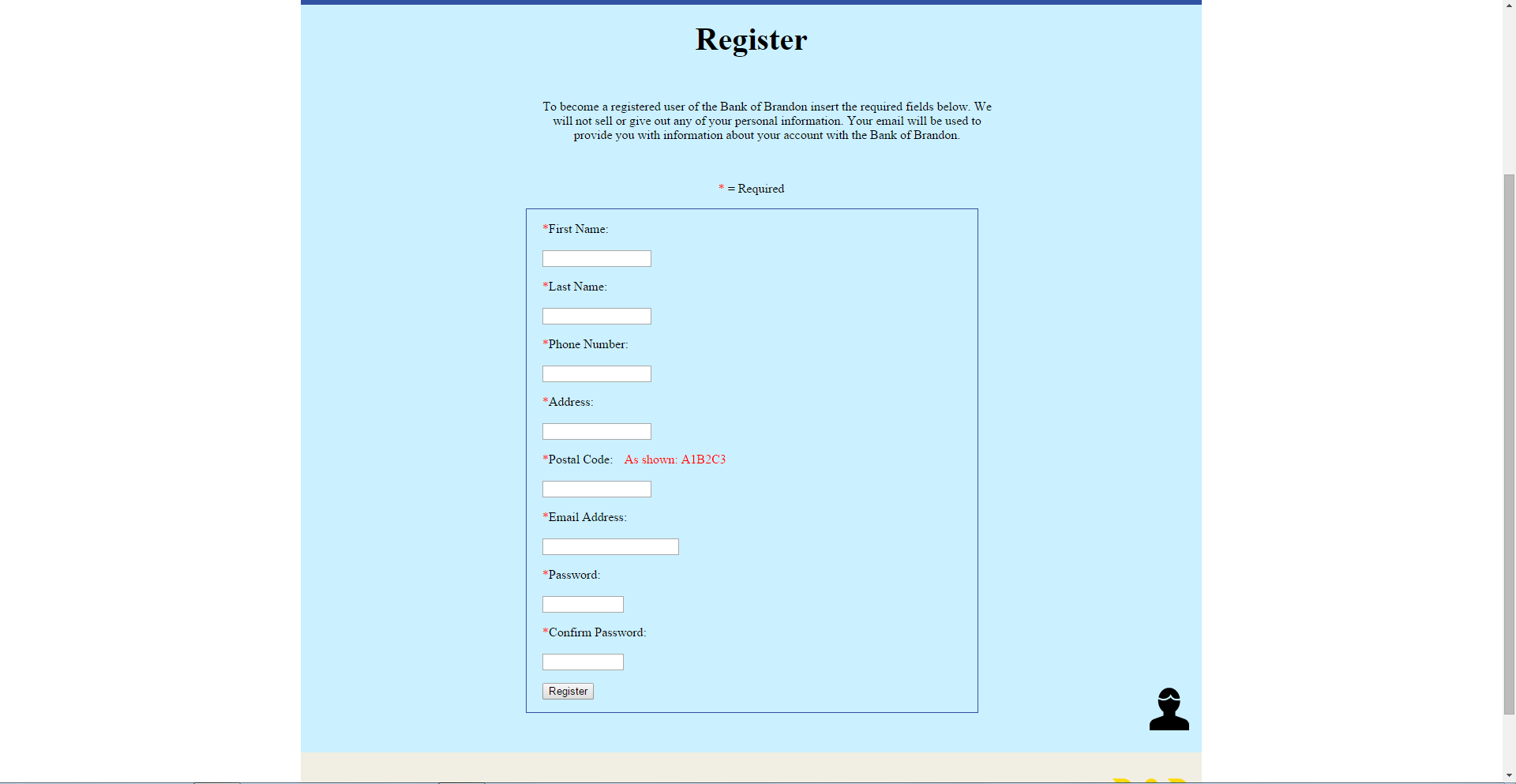 This is the page where you register yourself