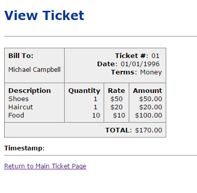 This is the table where you can see tickets that have been created