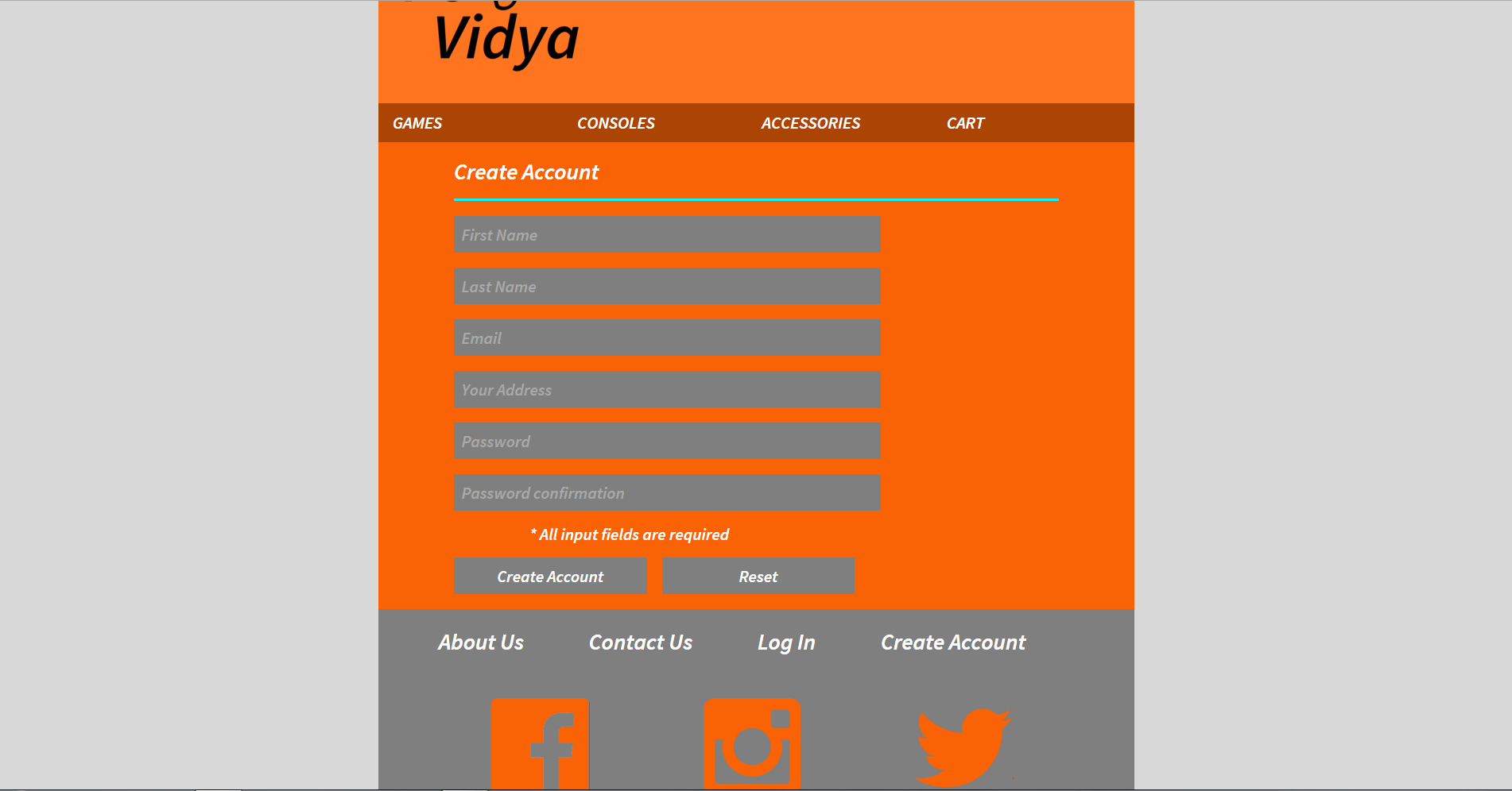 This is the page where users can create accounts